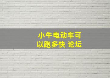 小牛电动车可以跑多快 论坛